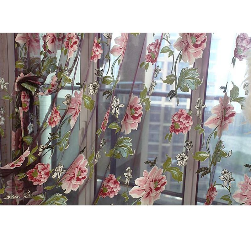 1PC Peony Curtain Line Hanging 100*200cm Door Window Room Divider Curtain Valance Amazing
