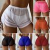 Women's Mesh Bikini Cover Transparent Summer Drawstring Beach Shorts Swimwear