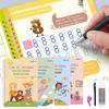 4Pcs Grooved Writing Practice Book with Pens Refills Pencil Gripper Reusable Kids Handwriting Practice Workbooks Alphabet Tracing Learning Book