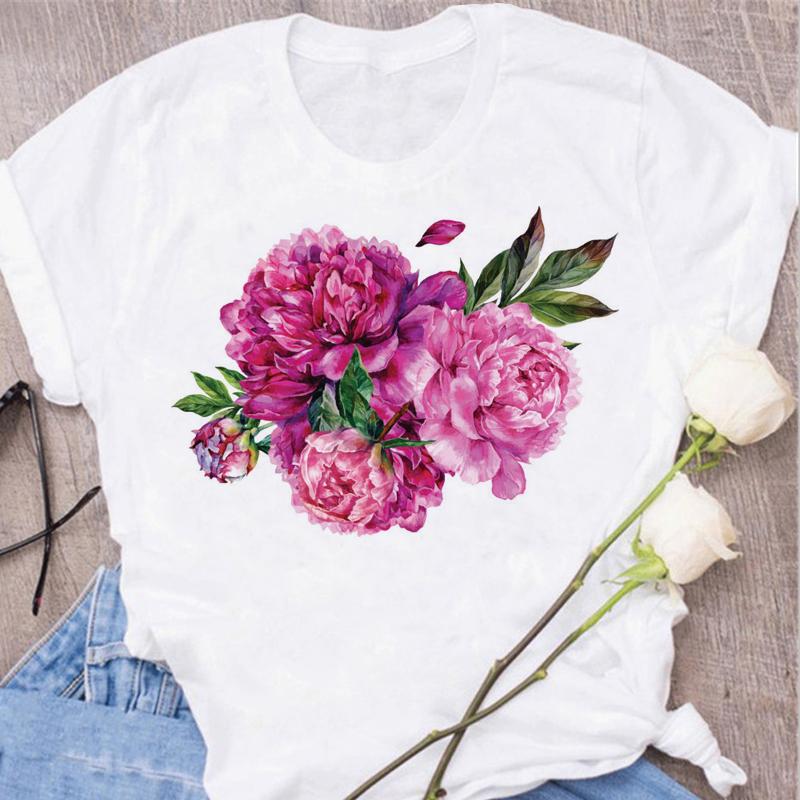 New Red Rose Print Women T Shirt Black T Shirt Harajuku Korean Style Graphic Tops Kawaii Female T-shirt Tops Women T Shirts