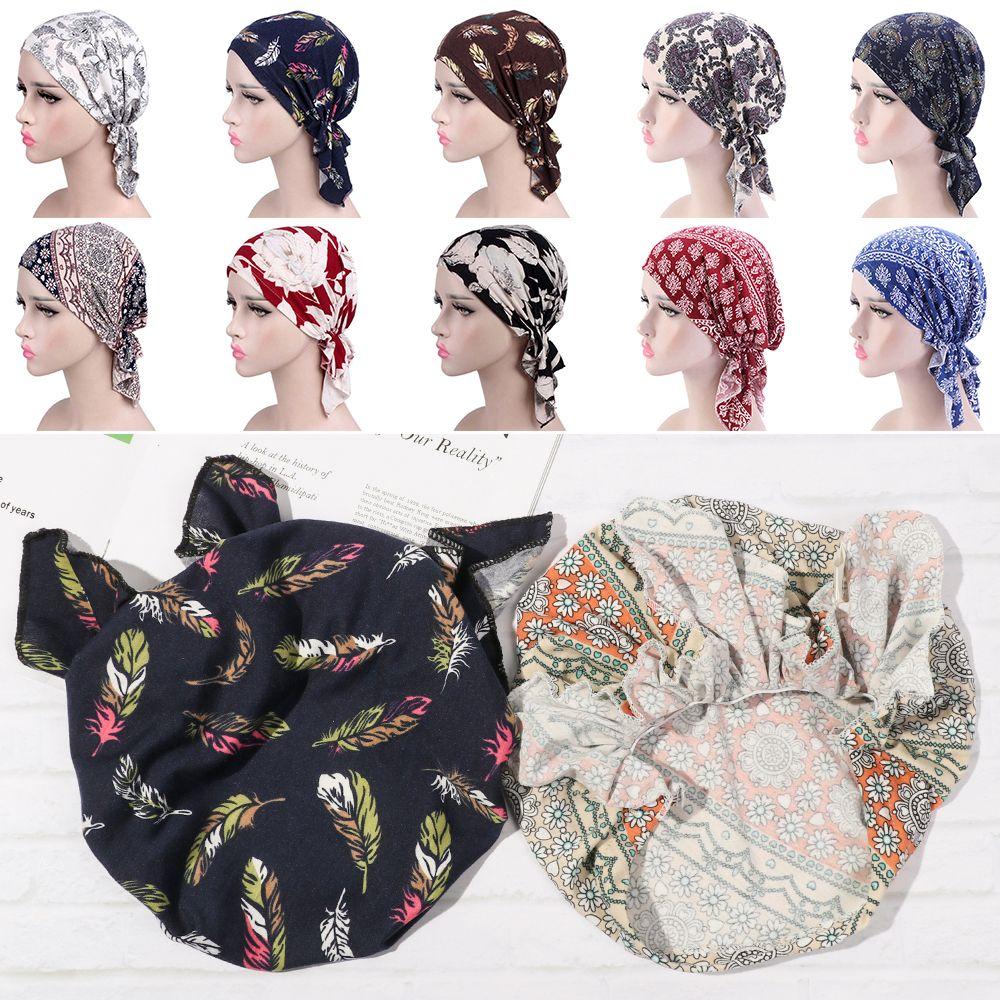 New Fashion Scarf Muslim Printed Headwear Cancer Chemo Hat Turban Hat Head Wrap Cap