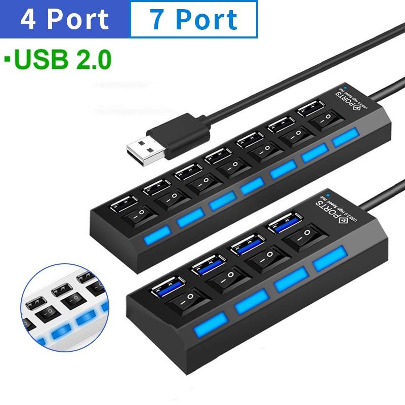 USB 2.0 Hub Multiport USB Splitter Power Adapter 4/7 Port Multi Extender Fast Charger Cell Phone Charger
