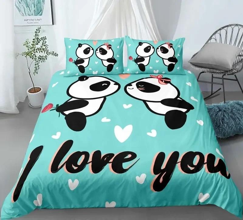 Panda Bear Bedding Sets Animal Duvet Cover Twin Full Single Size and Pillowcase Home Textile 3D Print Bedclothes for Kids Child