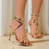 New High-heeled Fashion Women's Shoes, Strap Anklet Buckle Round Head Open-toed Stiletto Sandals Women
