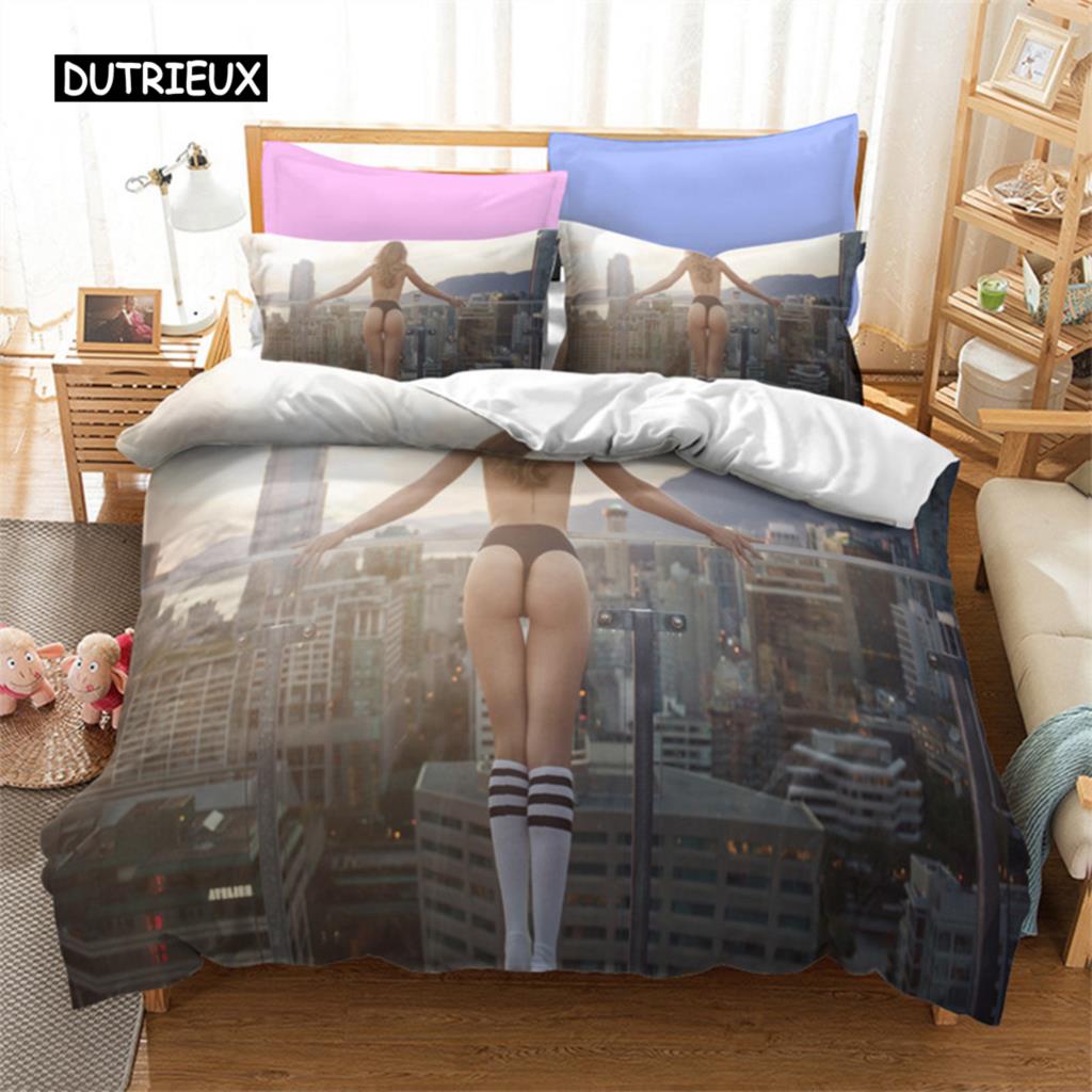 Duvet Cover Sexy Buttocks Girl Car Quilt Cover Soft Microfiber Bikini Comforter Cover for Women Teen Adults Bedroom Decoration