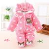 Wave Point Printed Newborn Baby Boy/girl Winter Romper Jumpsuit Warm Coat Plush Coat