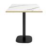Table 70 X 70 Cm - Round Snack Model White Marble Brass Edges
