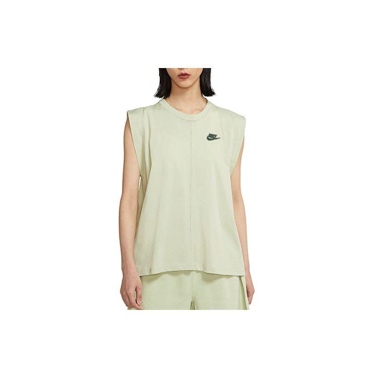 Nike Sportswear Breathable Athletic Sleeveless T-Shirt With 3D Logo Women Tops Light-Green CZ9252-371