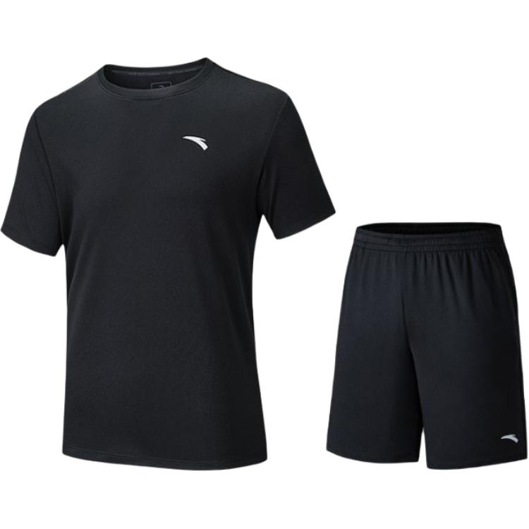 Anta Summer Skin-Friendly Moisture-Wicking Short Sleeve T-Shirt Quick-Dry Breathable Thin Shorts Casual Sports Set Unisex Sets 192537973D-1