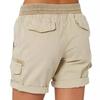 Women Shorts High Waist Adjustable Drawstring Cargo Shorts with Pockets Solid Color Summer Casual Shorts Daily Wear