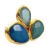 [P6910] - Designer Ring 'Cléopatra' Blue Green Gold - 30x25 Mm