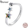 925 Sterling Sliver Adjustable Rainbow Colorful Star Love Heart Rose Open Rings For Women Female Original Jewelry