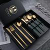 4PCS Stainless Steel Dinnerware Mirror Polished Cutlery Set With Gift Box For Festival Dinner Knife Fork Spoon Teaspoon