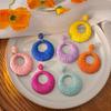 Bohemian Style Colorful Raffia Hoop Earrings for Women