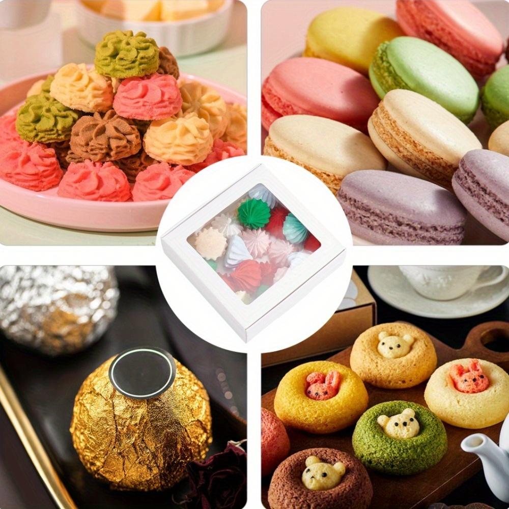 15pcs Clear Square Window Gift Boxes White Kraft Paper Present Package Display Boxes for Party Favor Treats Cookies Small Gifts or Crafts
