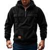 Men's Solid Color Fleece Half Zip Pocket Sweatshirt Hoodie Men's Sports Large Size Casual Sweatshirt