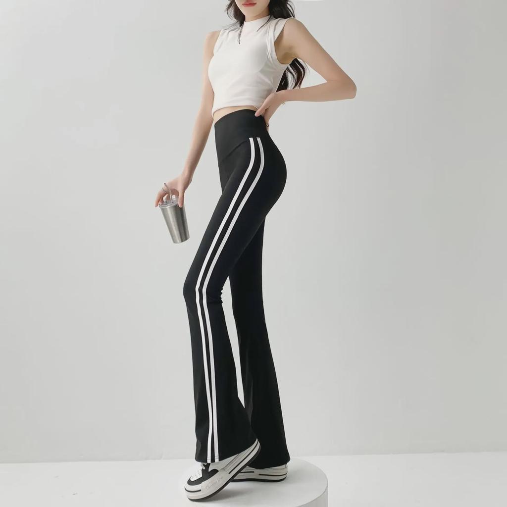 Women's High-Waist Striped Yoga Pants - Summer 2024 Sun Protection Sportswear