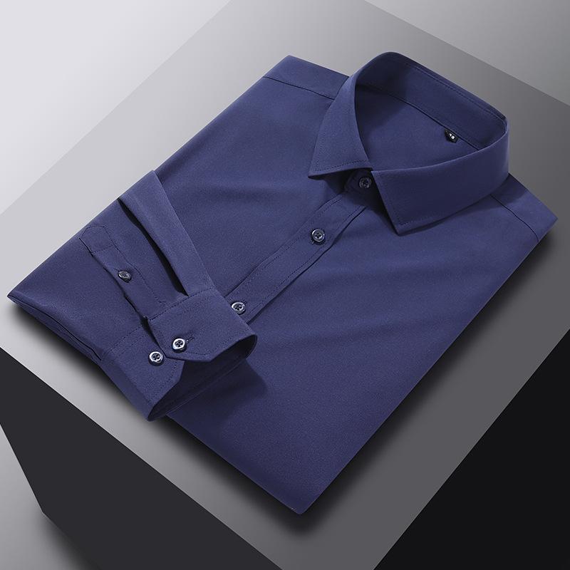 Men's Long Sleeve Solid Color Casual Fashionable Shirt Non-Ironing Wrinkle Resistant Business Top
