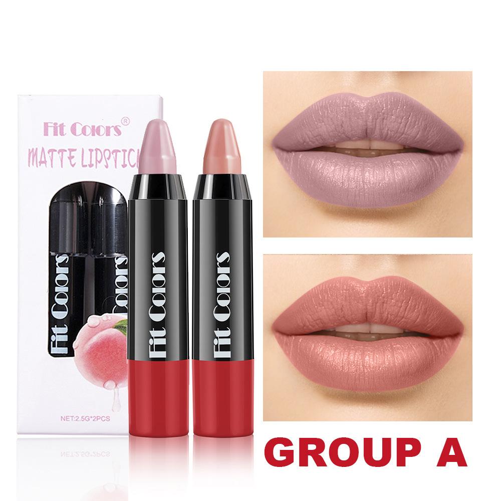 Two Velvet Lipstick Pens In A Box Matte Mist Finish Durable Waterproof Easy Color Crayon Lipstick Pens