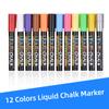 BIGTHUMB Liquid Chalk Markers 12 Vibrant Colors with 3mm Reversible Tip Erasable Water-based