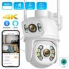 2024 New 8MP 4K PTZ Wifi Camera Outdoor Dual Lens with Dual Screen Ai Human Detect Auto Tracking Night Vision Outdoor Surveillance Camera ICSee