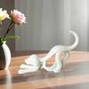 Abstract Ribbon Dog Statue White Ribbon Puppy Resin Figurine Sculpture Home Office Desktop Decoration Ornament