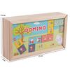 Wooden Animal Domino Puzzle Toy Education Blocks Wooden Domino Building Blocks Set Kids   Tollder