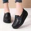 Genuine Leather Thick-Soled Loafers for Women - Soft, Casual Slip-On Shoes for All Seasons, Suitable for Pregnant Women