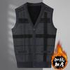 Middle-aged and Elderly Men's Vest Winter Velvet Thickened Vest Knitted Cardigan Vest Sweater Waistcoat