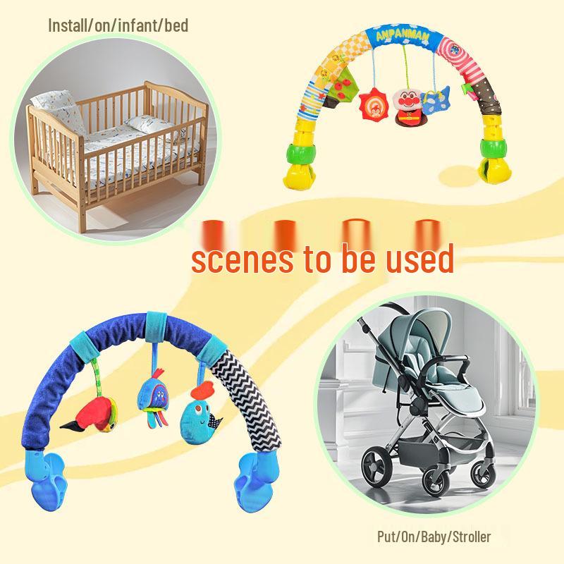 Musical Crib Mobile Toy with Clip & Rattle for Baby Stroller or Bed, 0-1 Year