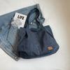 Commuter Large Capacity Denim Tote Bag Women Underarm Bag Work Shoulder Bag