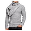 Men's Winter Casual Neck Wrap Head Long Sleeve Sweater In Solid Color