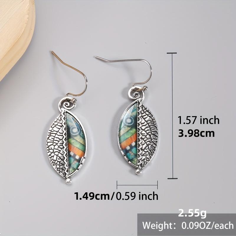 Abstract Leaf Shaped Dangle Earrings 925 Sterling Silver Zinc Alloy Ear Jewelry Boho Vintage Style For Women Earrings