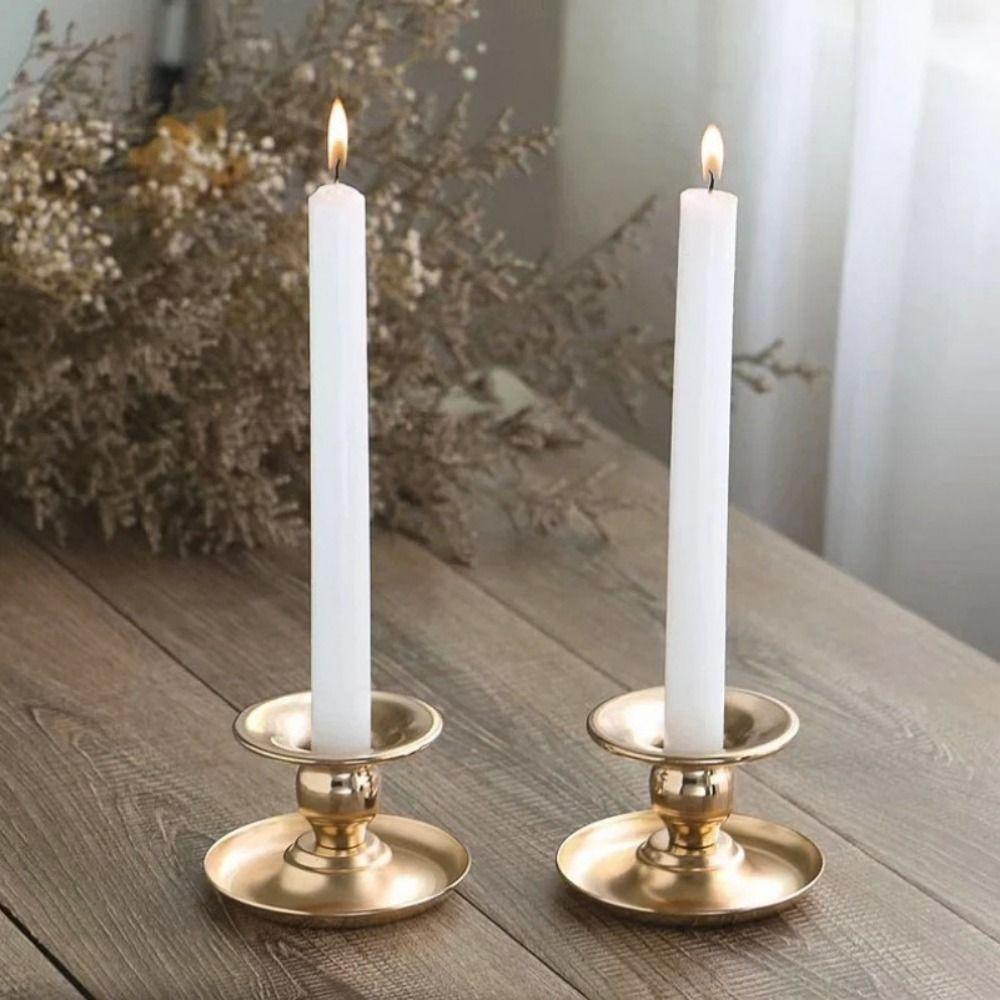 Handmade Round Candlestick Romantic Metal Candle Holder Modern Long Pole Candle Cup  Home