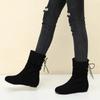 Fashion Ladies Shoes On Sale 2024 Lace Up Women's Boots Winter Round Toe Warm Solid Short Barrel Low Heel Large Size Fashion Boots