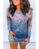 Gradient Leopard Print Pullover Sweatshirt