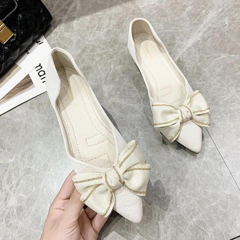 Woman Flats Non Slip Shoes for Women Fashion With Bow Stylish On Promotion Vacation High Quality a 2024 Summer Discount