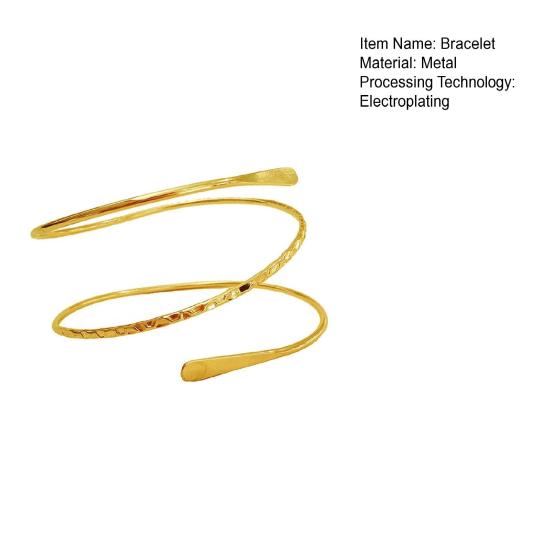 Women Bracelet Open Adjustable Three Layers Solid Color Polished Electroplated Stainless Lightweight Punk Hip Hop Cool Girl Bracelet Arm Ring Jewelry