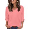 Women's Fashion Casual Solid Color V-neck  T-shirt Top