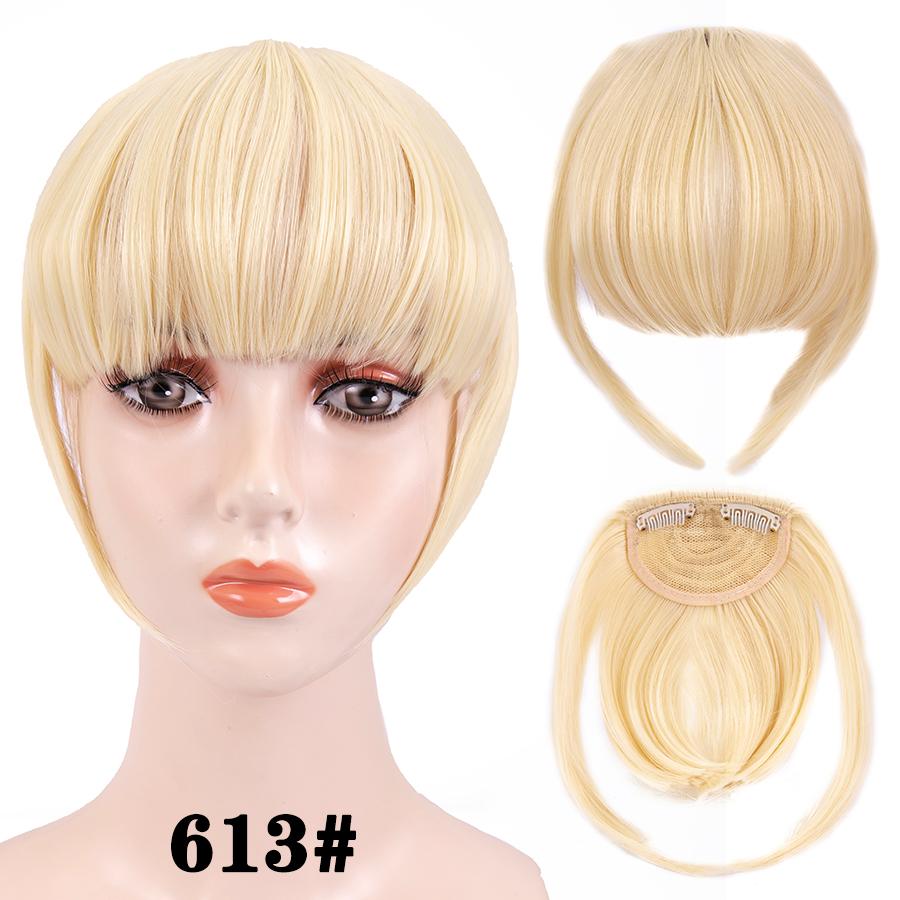 Fringe Bangs Synthetic Hair Extensions Clip In Bangs 6 Inch Short Straight Hairpiece Front Neat Bang Two Side Blonde