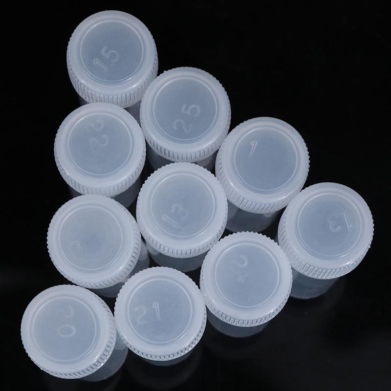 10Pcs 5Ml Plastic Test Tubes Vials Sample Container With Cap For Chemistry