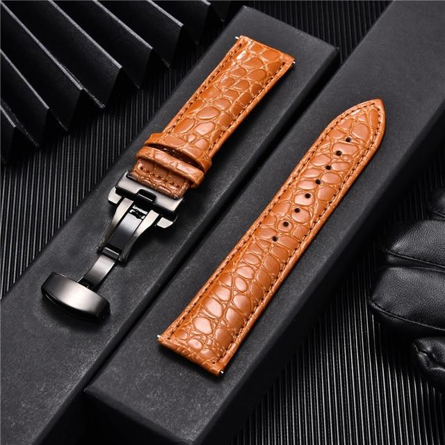 Crocodile Pattern Luxury Design Leather Watchbands with Automatic Buckle Men Watch Band 18mm 20mm 22mm 24mm Watch Straps