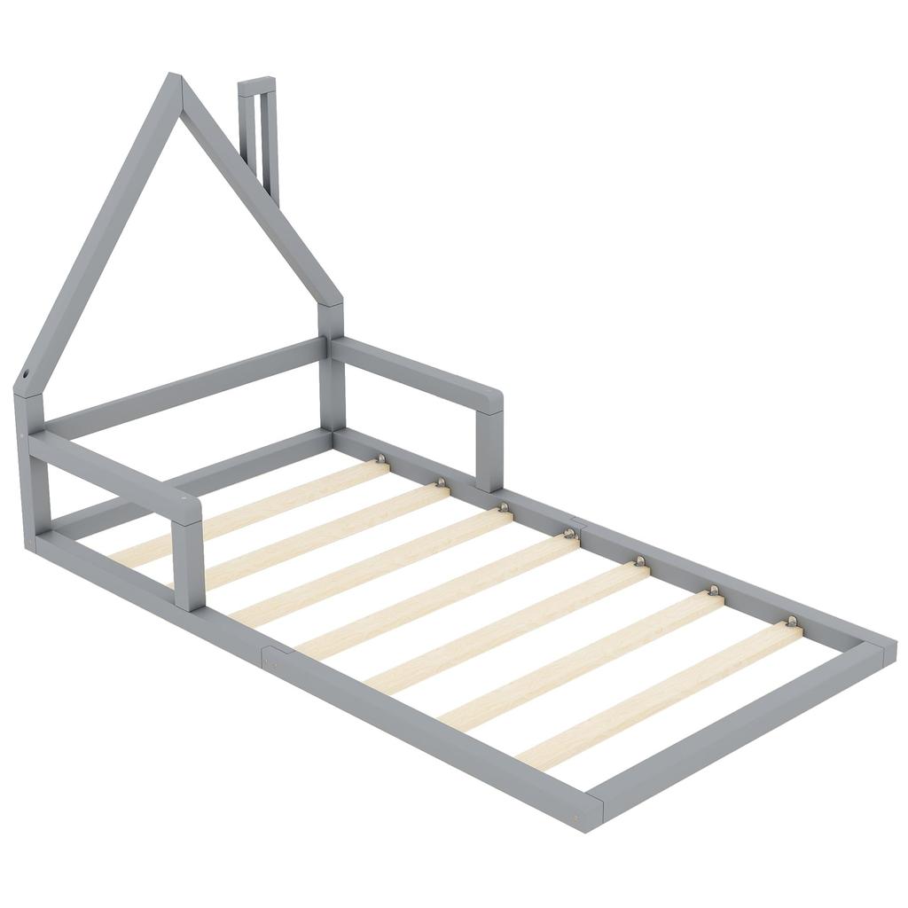 Children's Bed 90x200cm, Slatted Frame, Pine wood+MDF, House Shape, Minimalist Styling, Adult/youth, Without Mattress