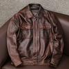 New Men Cowhide Coat Red-Brown American Retro Vintage Motorcycle Jackets Biker Mens Genuine Cow Leather Jacket Autumn Winter 6XL