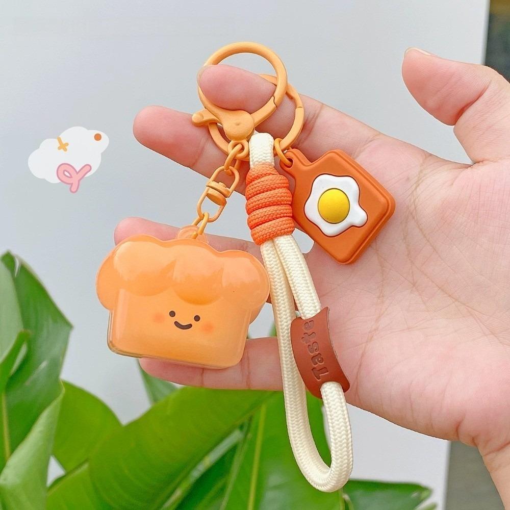 Cartoon Roast Suckling Pig Keyring Funny Toast Pretzel Keychain Bag Hanging