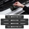 4Pcs Car Door Plate Carbon Fiber Threshold Protector Sticker For Mercedes Benz AMG W212 W205 W246 W177 W176 W213 GLC GLE GLS ML Welcome Laser Lamp
