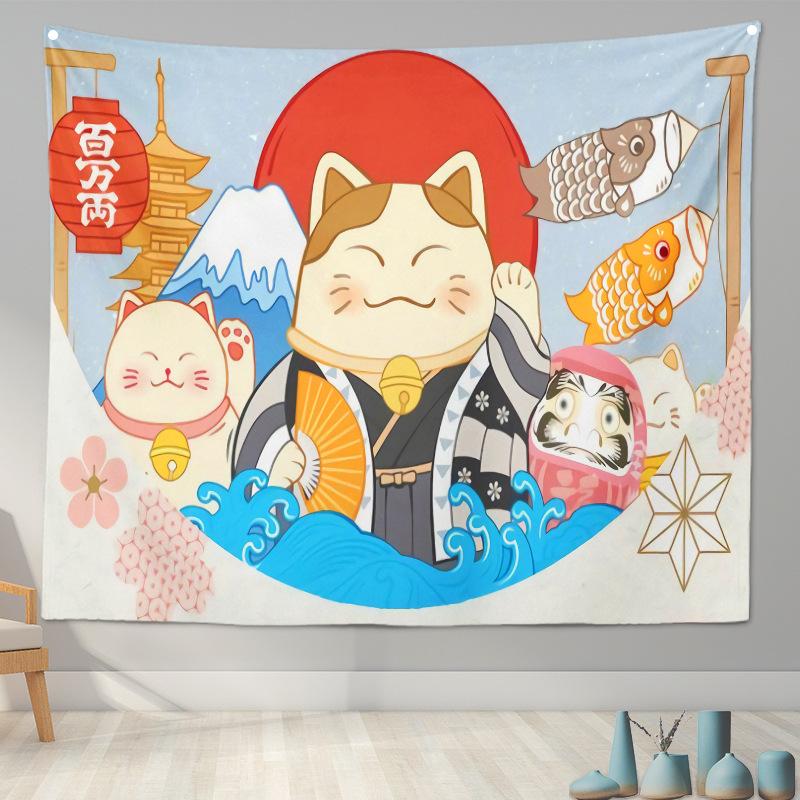 Home Decoration Japanese Ukiyo-e Tapestry Kanagawa Surf Hanging Cloth Wine Shop    Painting