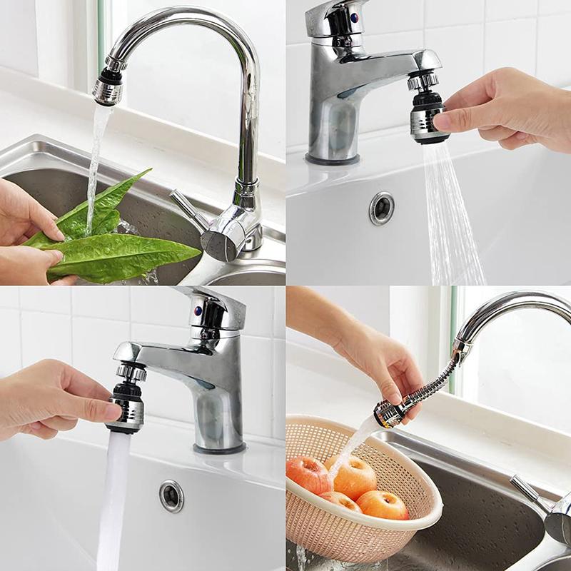 2pcs Swivel Faucet 360 Degree Removable Faucet Extension Tube Kitchen Bathroom Water Tap Filter Foam Sprayer Accessories