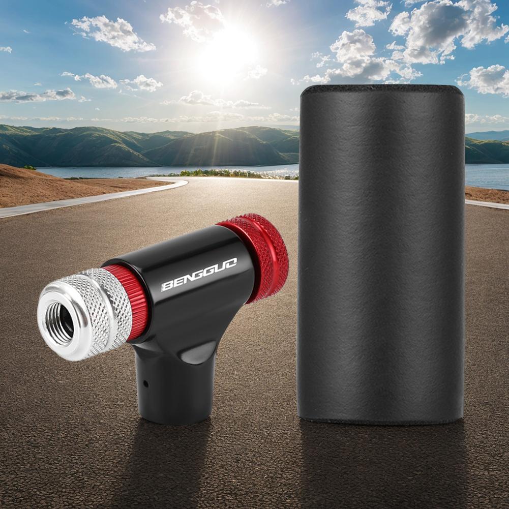 CO2 Bicycle Tire Inflator CO2 Bicycle Pump Aluminum Alloy CO2 Pumps Inflator Head Mini Bike CO2 Injector for Bicycle Basketball