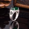 925 Sterling Silver Vintage Emerald Diamond Rings For Men Genuine Jewelry Wedding Anniversary Resizable Rings Gift